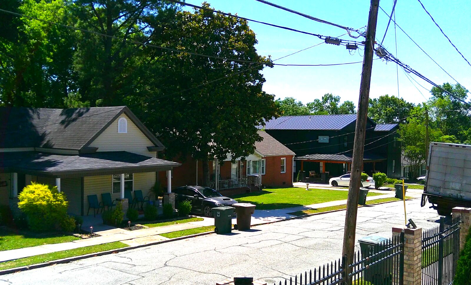 Houses along a Gorrell Street block under power lines