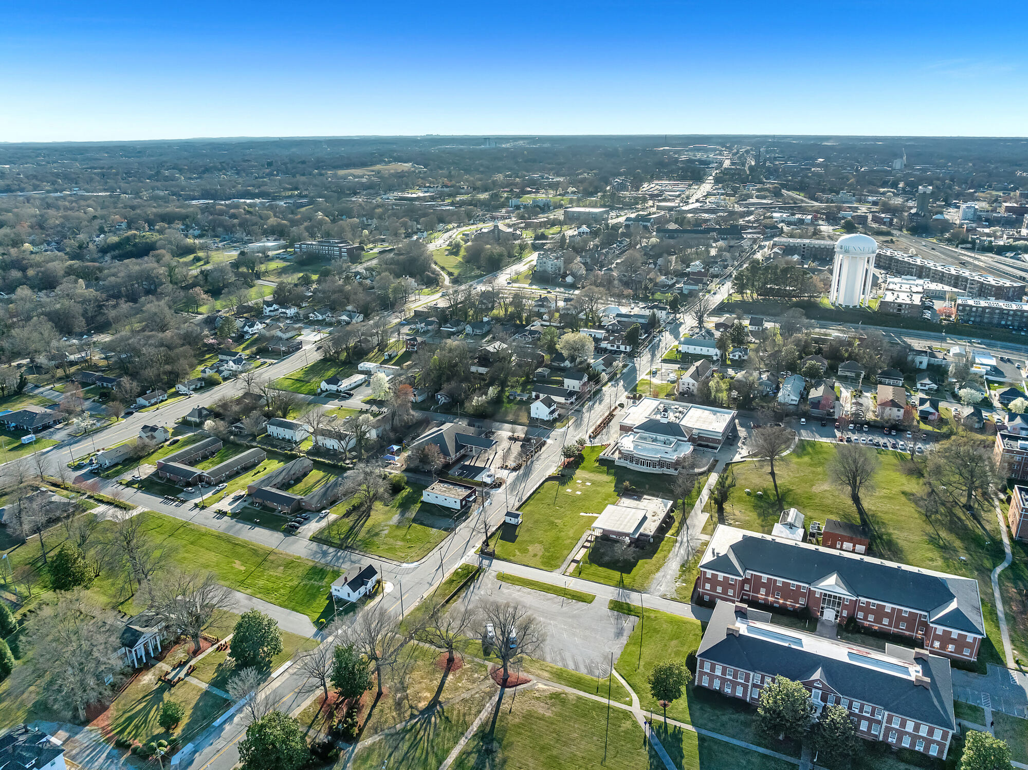Aerial view of southeast Greensboro neighborhoods